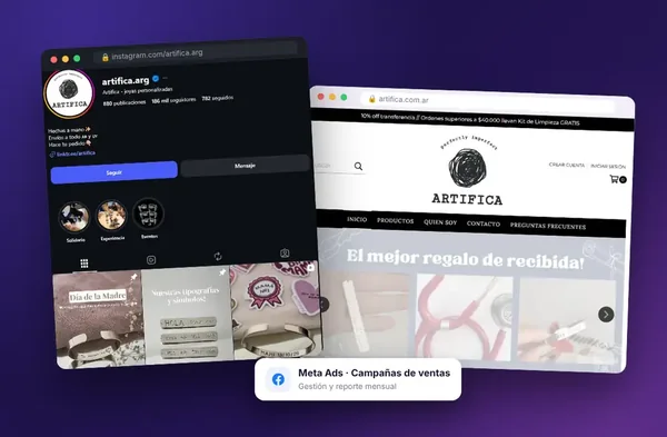 Instagram y tienda online de Artifica