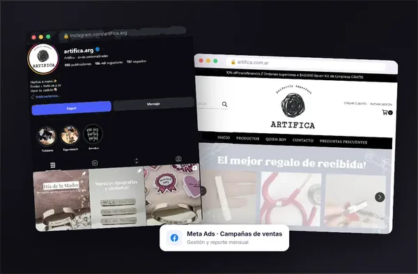 Instagram y tienda online de Artifica