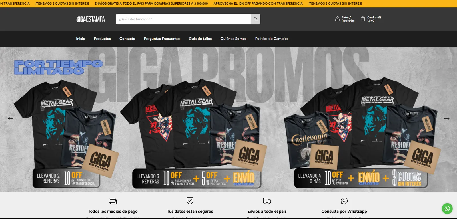 Tienda online de Giga Estampa en computadora
