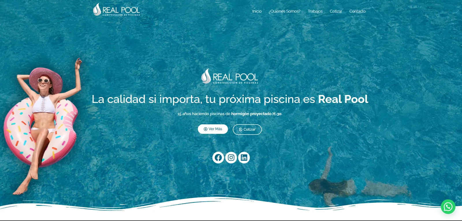 Web institucional de Real Pool en computadora