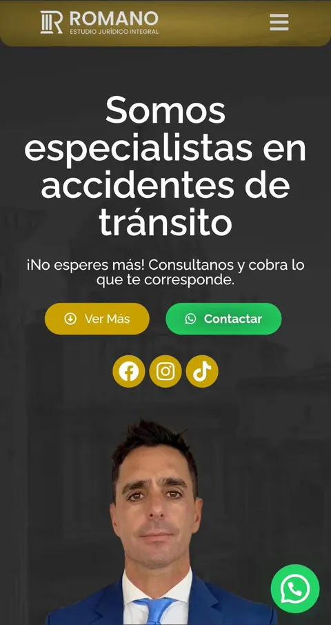 Web institucional de Estudio Jurídico Romano en celular