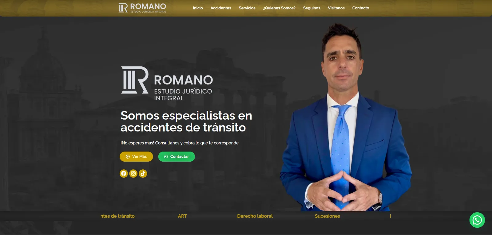 Web institucional de Estudio Jurídico Romano en computadora