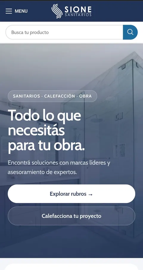 Tienda online de Sione Sanitarios en celular