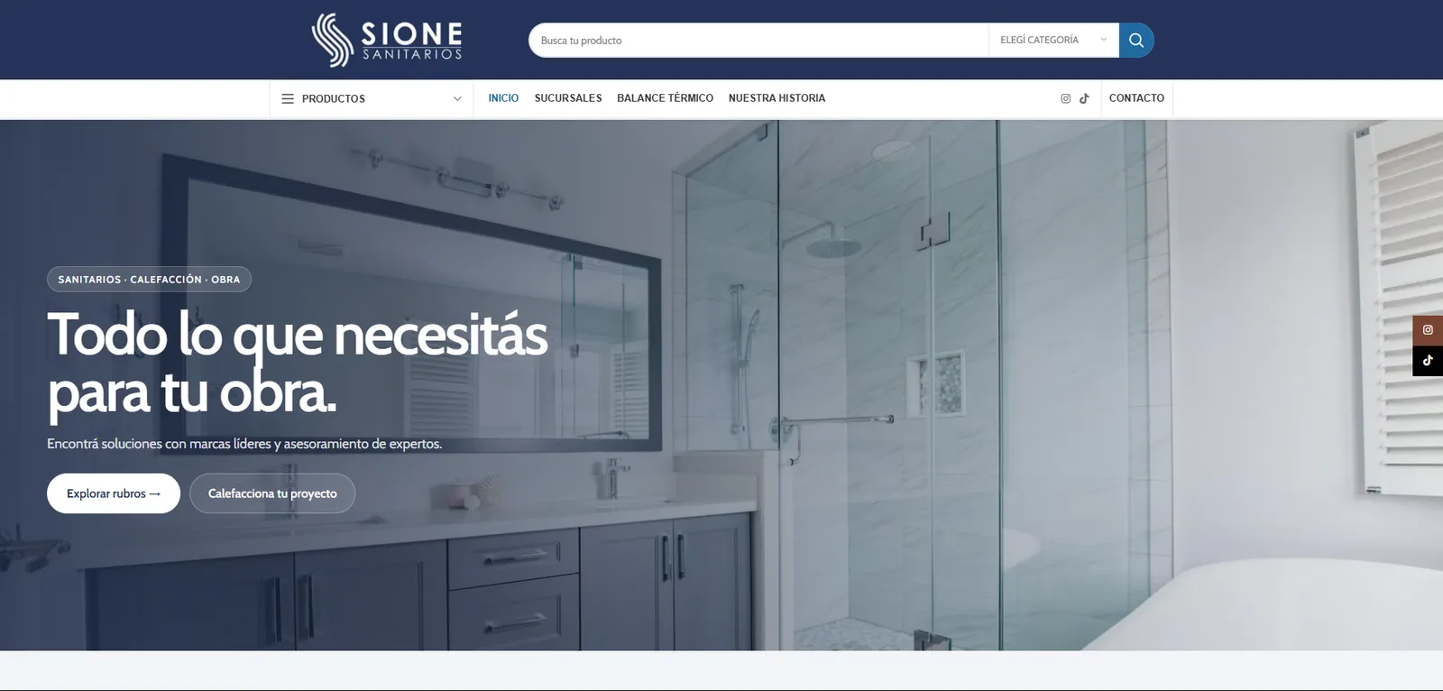Tienda online de Sione Sanitarios en computadora